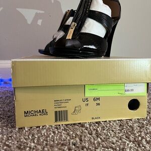 Michael Kors Black Patent Leather Strappy Heels